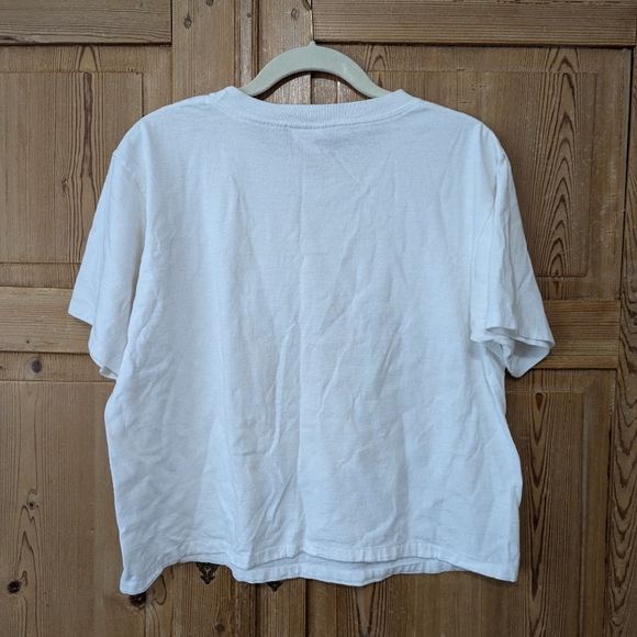 Vintage Single Stitch USA Eagle Cropped T-Shirt L Patriotic 4th July - Picture 2 of 11